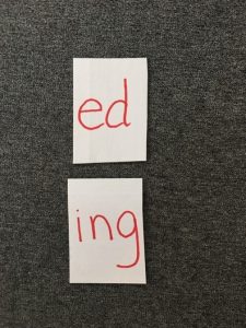 Image of card with "ed" and a card with "ing"